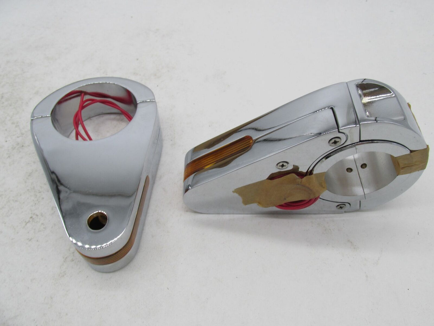 Pair of Highway Hawk Motorcycle 56MM Chrome Fork Leg Spotlight Brackets 68-612