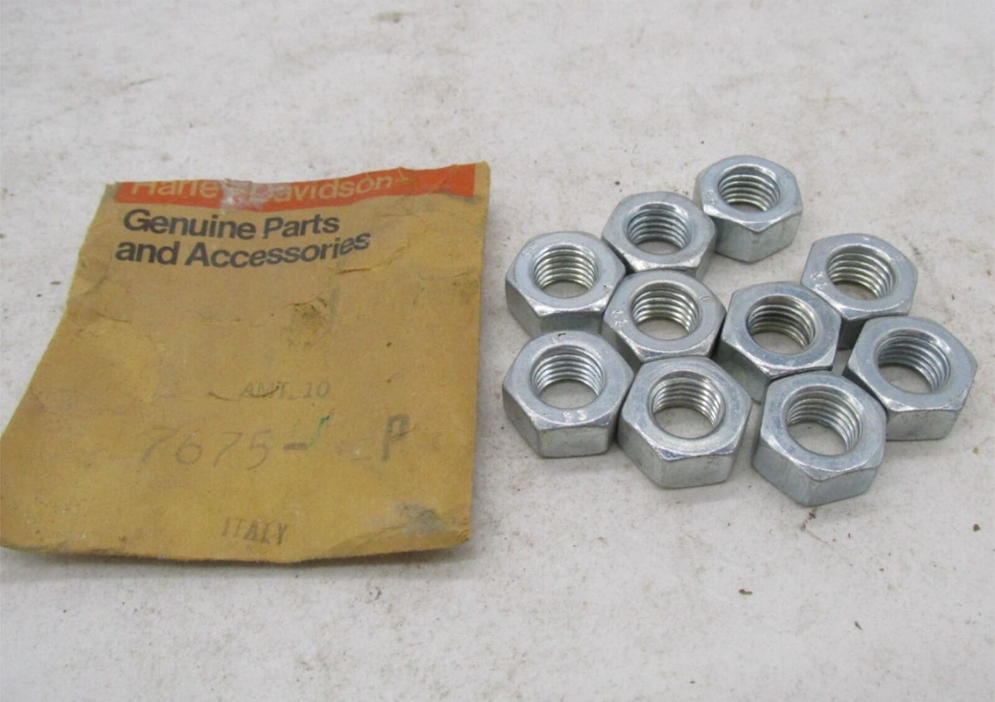 Lot of 10 Harley-Davidson Genuine NOS Aermacchi Hex Nuts 7675P