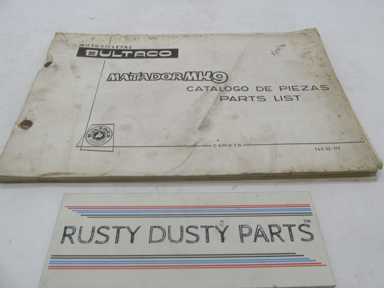 Bultaco Factory 1976 Matador Mk9 Motorcycle Catalog Parts List Book 140.32-117