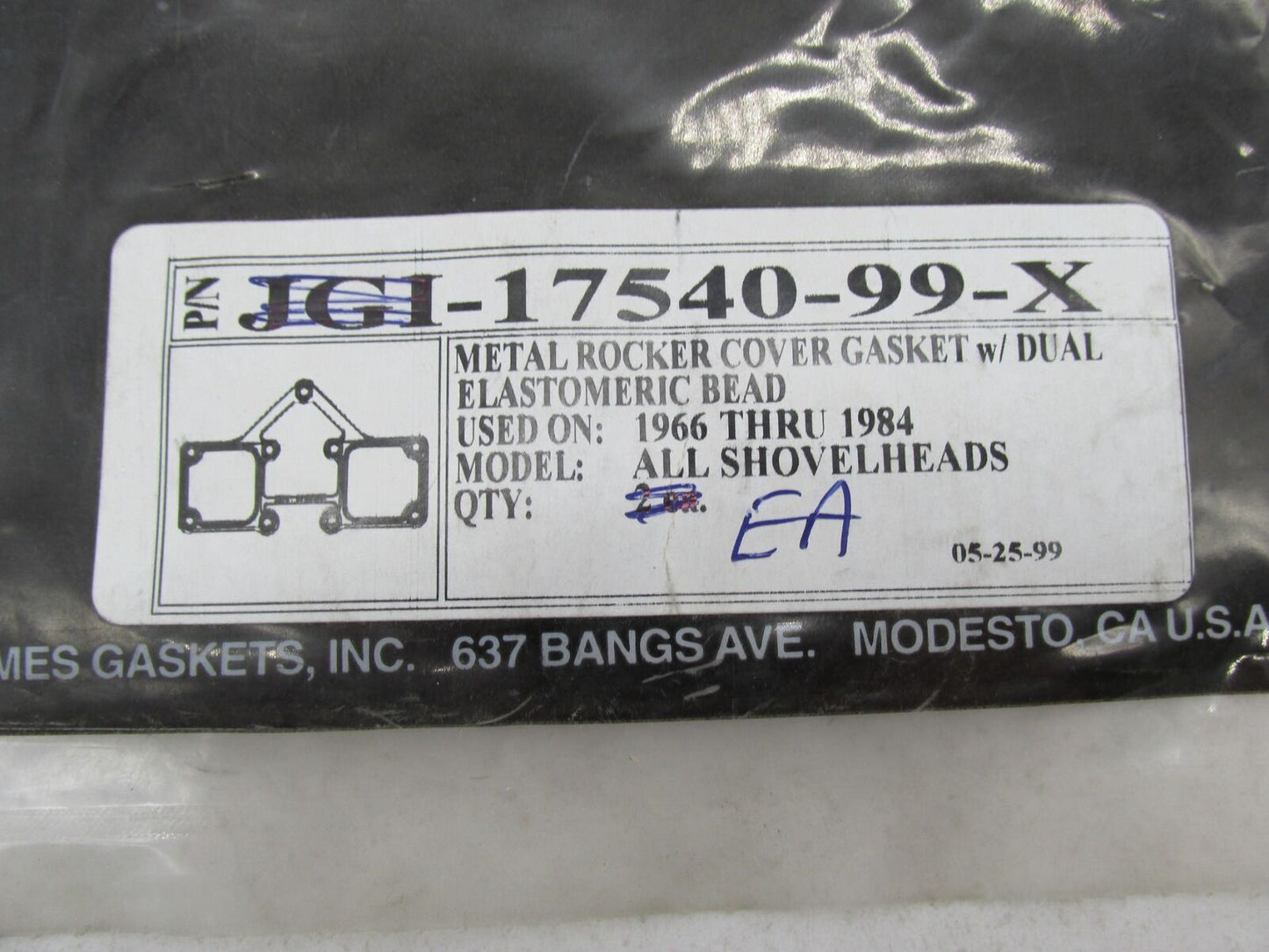 Lot of 2 Harley Davidson James Metal Rocker Cover Gaskets JGI 17540-99