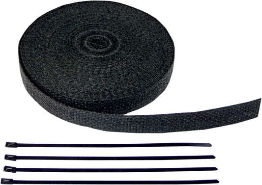 Cycle Performance Exhaust Pipe Wrap with Tie Wrap 1in. x 50ft. - Black 9044B