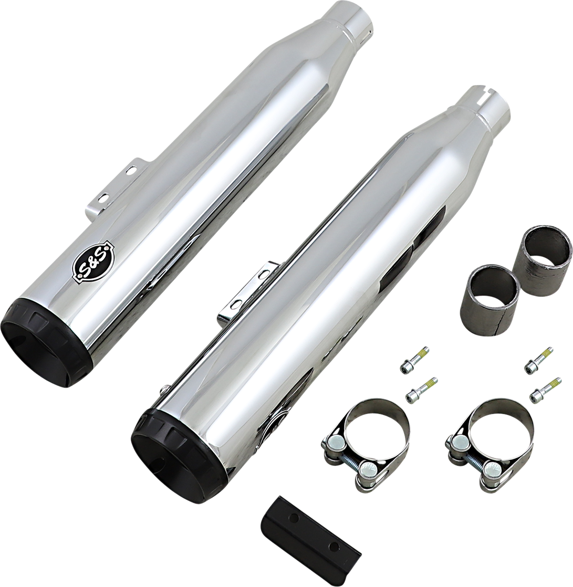 S & S Cycle Grand National 50 State Slip-On Mufflers Chrome 550-0755B