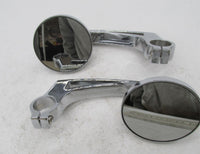 Highway Hawk Universal Motorcycle Chrome Bar End Ribbed Mirror Set 91-893