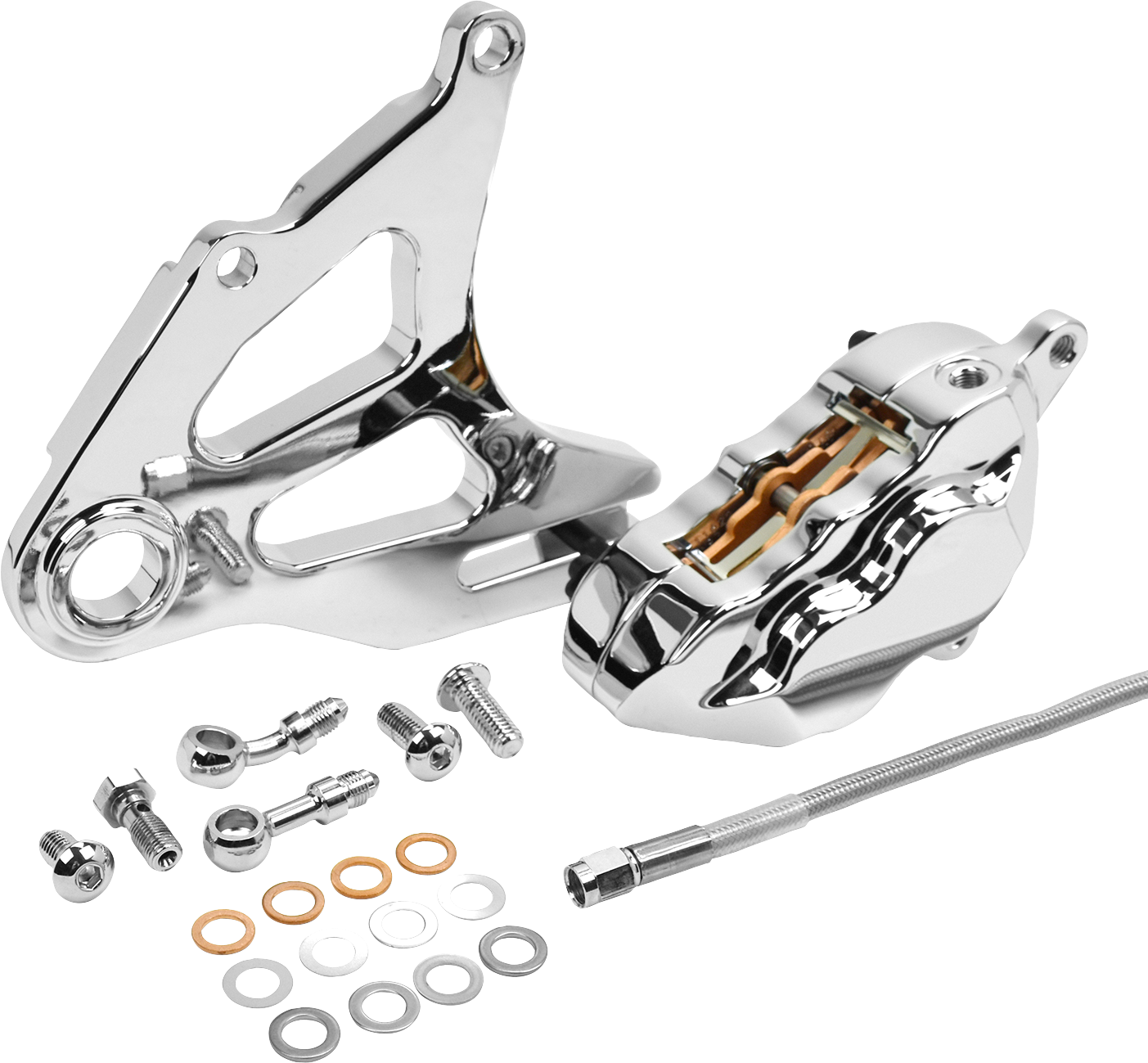 Hawg Halters Rear Piston Caliper & Mounting Bracket Chrome