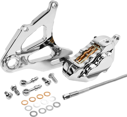 Hawg Halters Rear Piston Caliper & Mounting Bracket Chrome