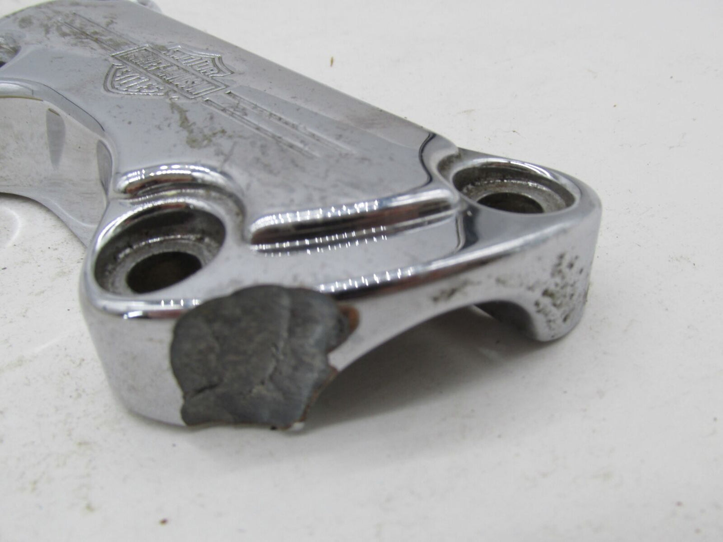 Harley-Davidson Chrome Riser Clamp Cover with Bar Shield Logo 56567-86B