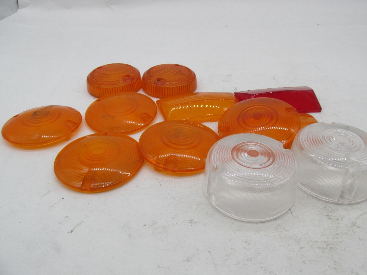 Large Mixed Lot of Harley Turn Signal Light Lenses & Fender Tip Marker Lenses