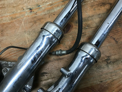 Vintage Japanese Motorcycle Front Fork Tubes and Front Tokico Brake Ca