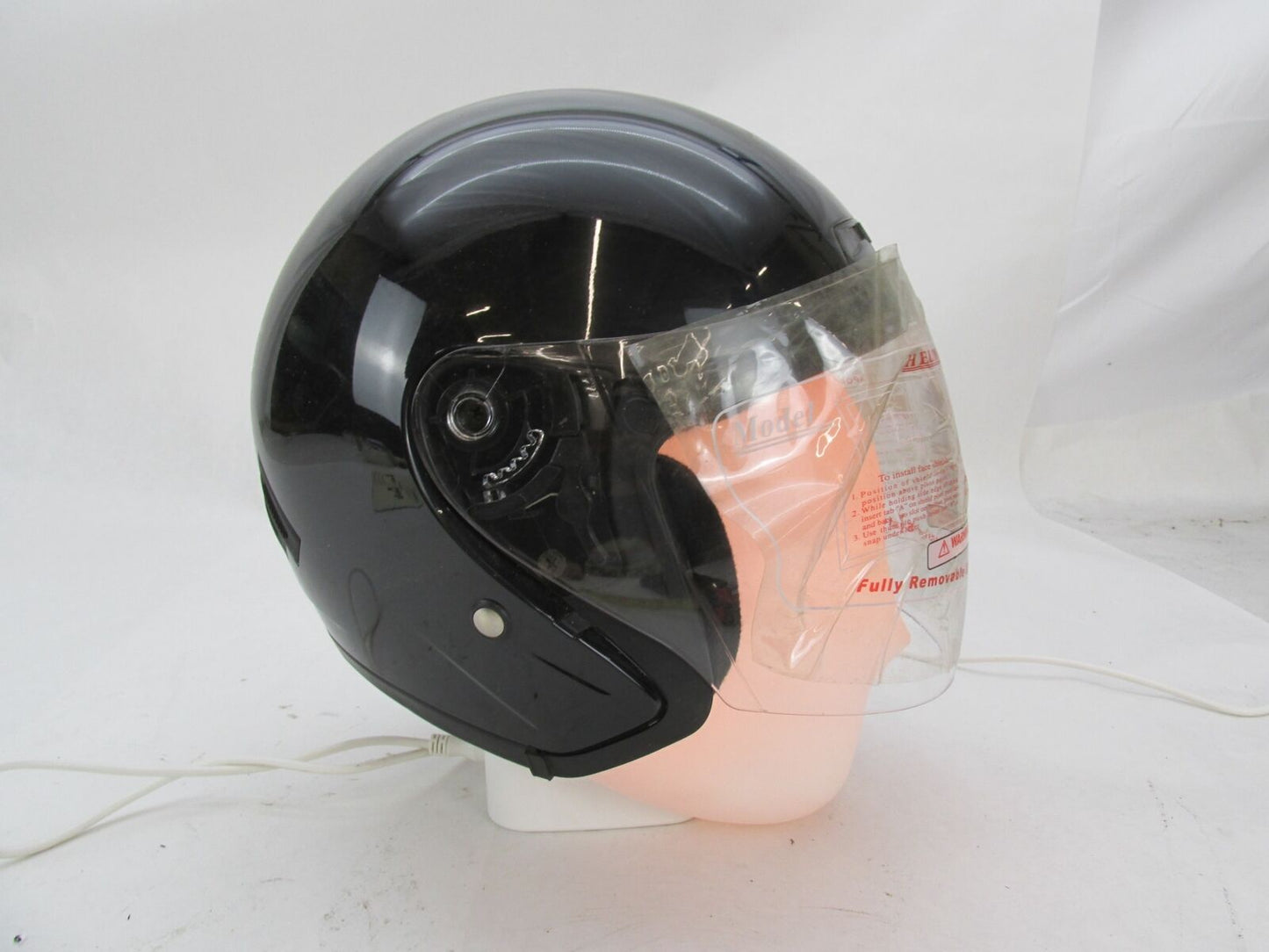 HCI Black Motorcycle Open Face Half Helmet Size Small S