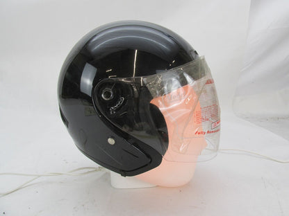 HCI Black Motorcycle Open Face Half Helmet Size Small S