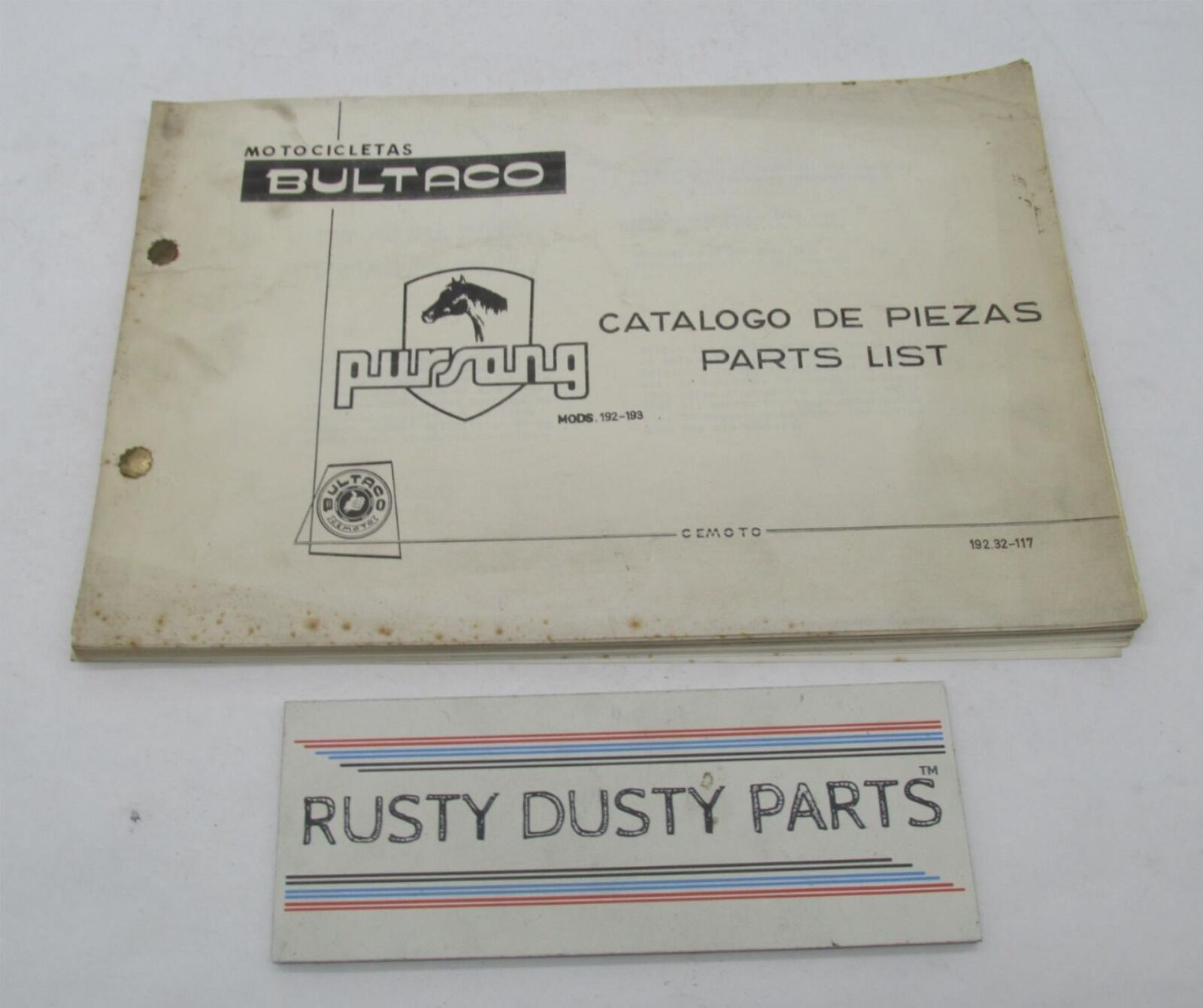Bultaco Original Factory 1977 Pursang Parts Catalog List Book 192.32-P117