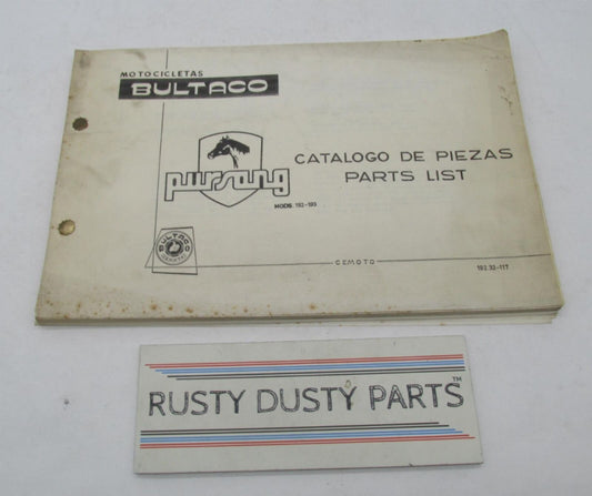 Bultaco Original Factory 1977 Pursang Parts Catalog List Book 192.32-P117