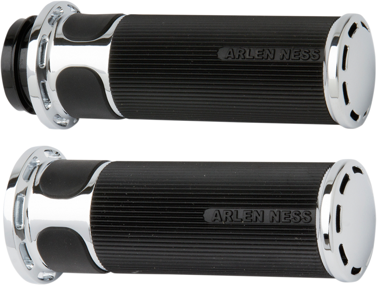 Arlen Ness Fly-By-Wire Fusion Series Grips Chrome Slot Track 07-302