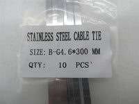 Pack of 10 NOS Motorcycle Stainless Steel Cable Ties B-G4 300mm 11.8"