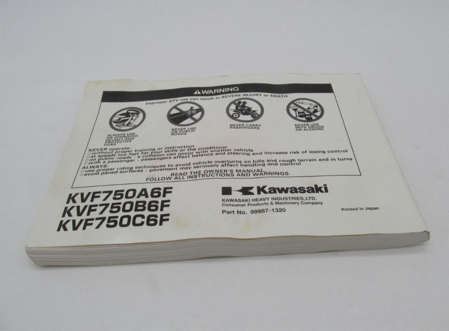 Kawasaki Factory Brute Force 750 Owner's Manual KVF750A6F KVF750B6F 99987-1320