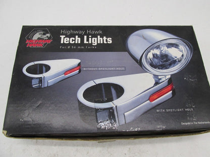 Pair of Highway Hawk Motorcycle 56MM Chrome Fork Leg Spotlight Brackets 68-612