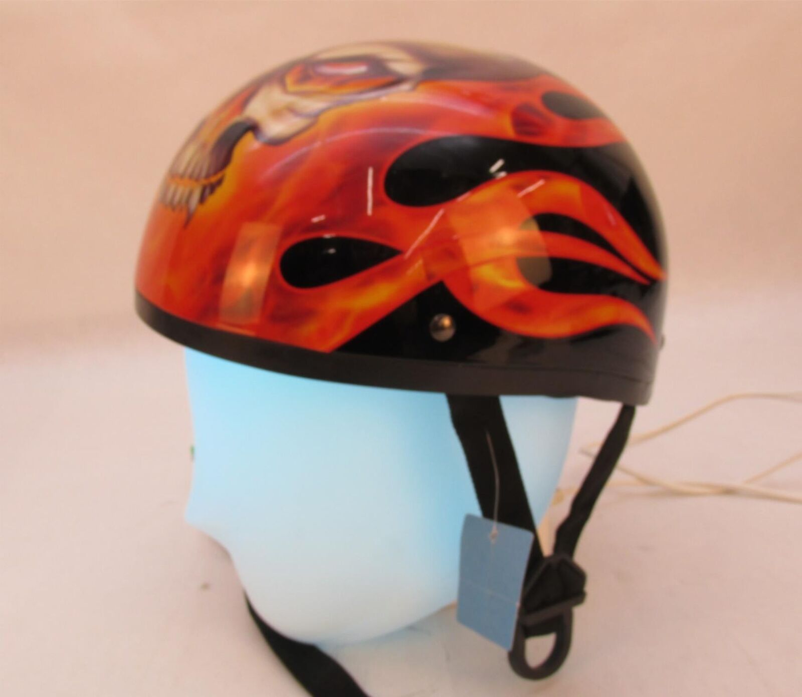 Daytona New Skull Red Flames Open Face Size Extra Small S Motorcycle Helmet