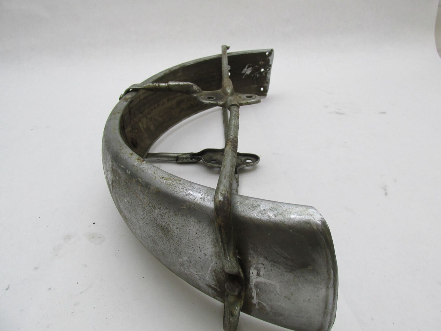 Vintage 4" wide Harley Triumph BSA Norton Chrome Patina Front Fender w/ Braces