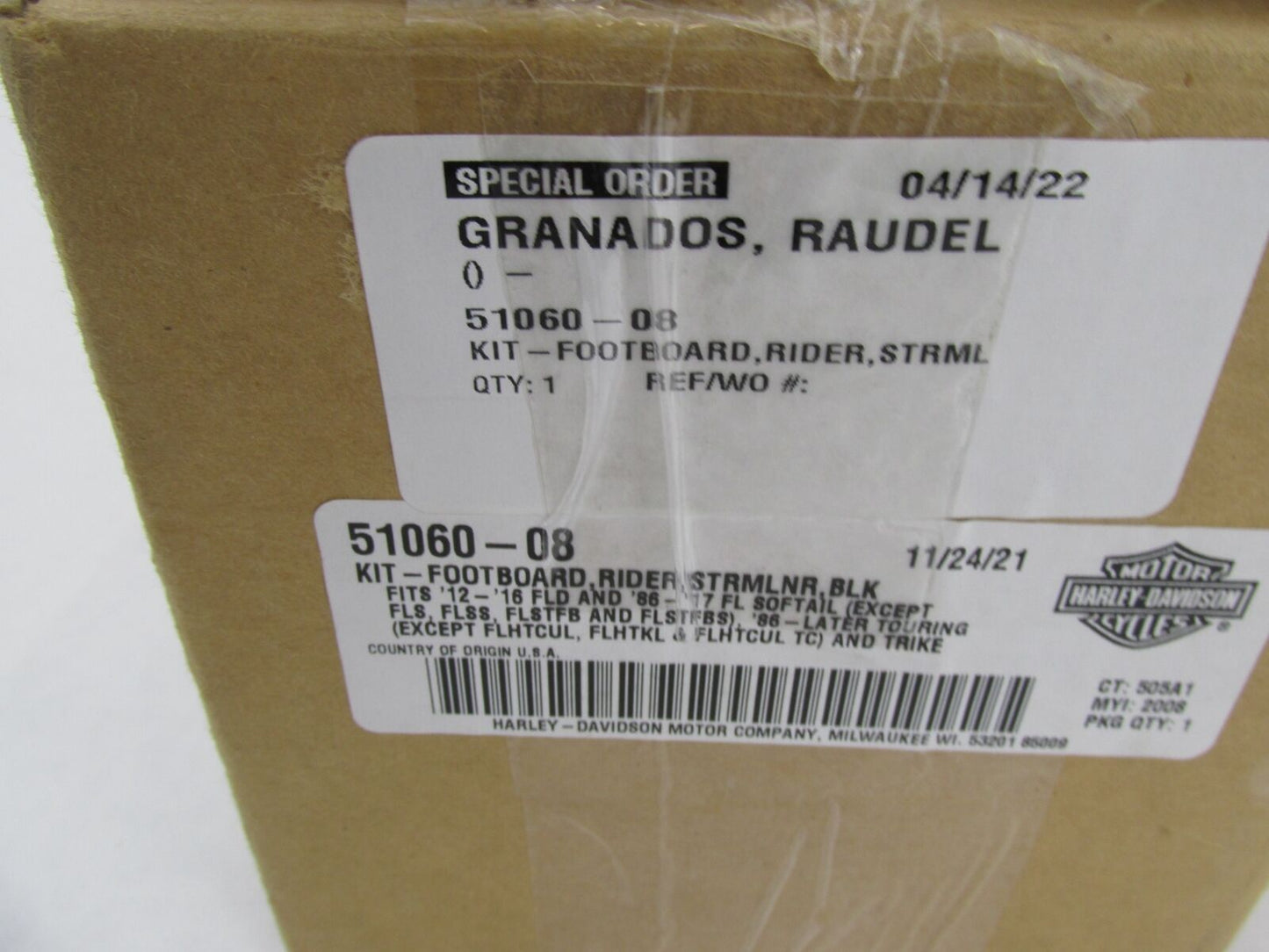 Harley-Davidson Genuine NOS Streamliner Black Rider Footboard Base Kit 51060-08