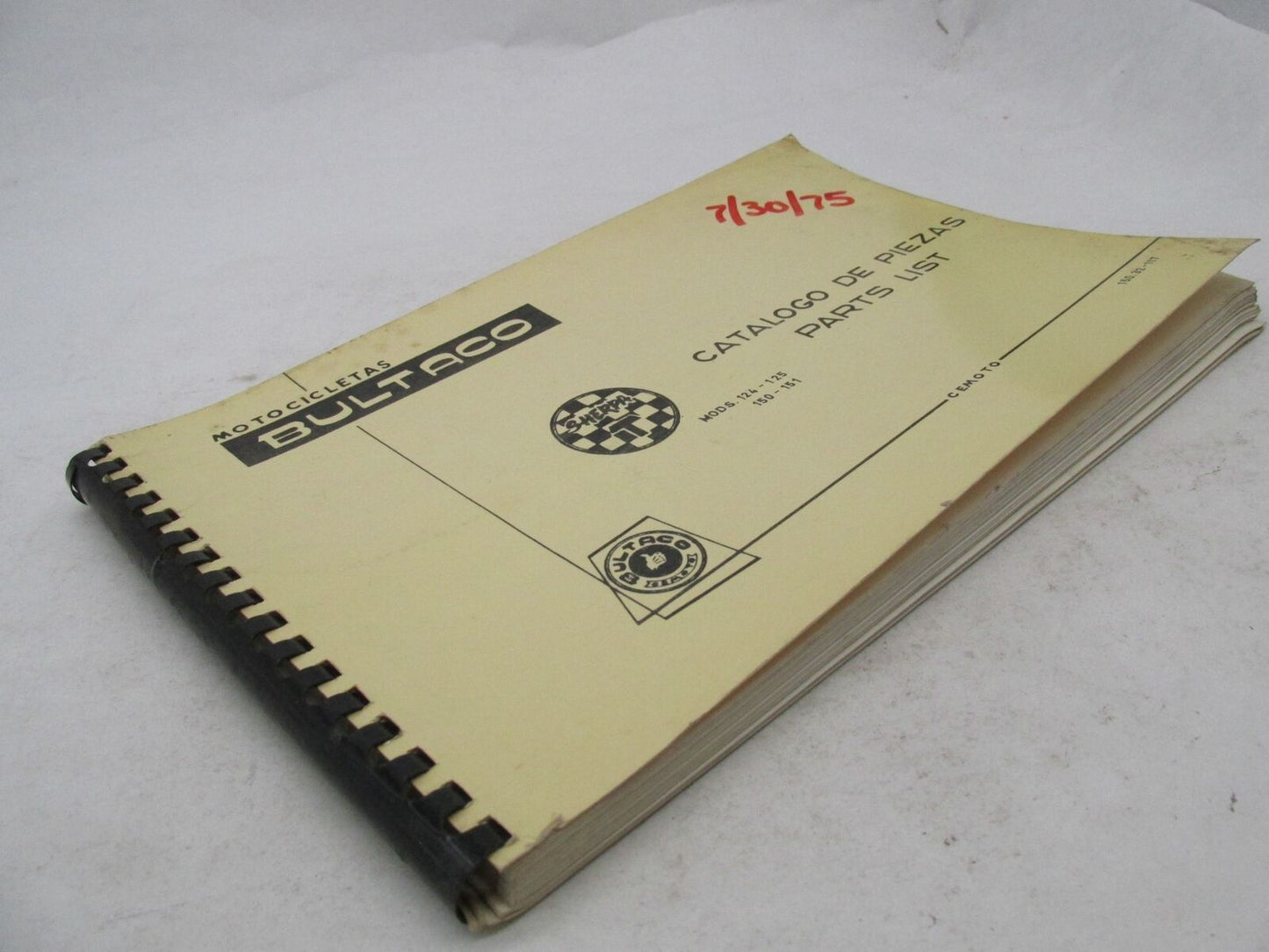 Bultaco Original 1975 Sherpa T Motorcycle Catalog Parts List 150.32-117