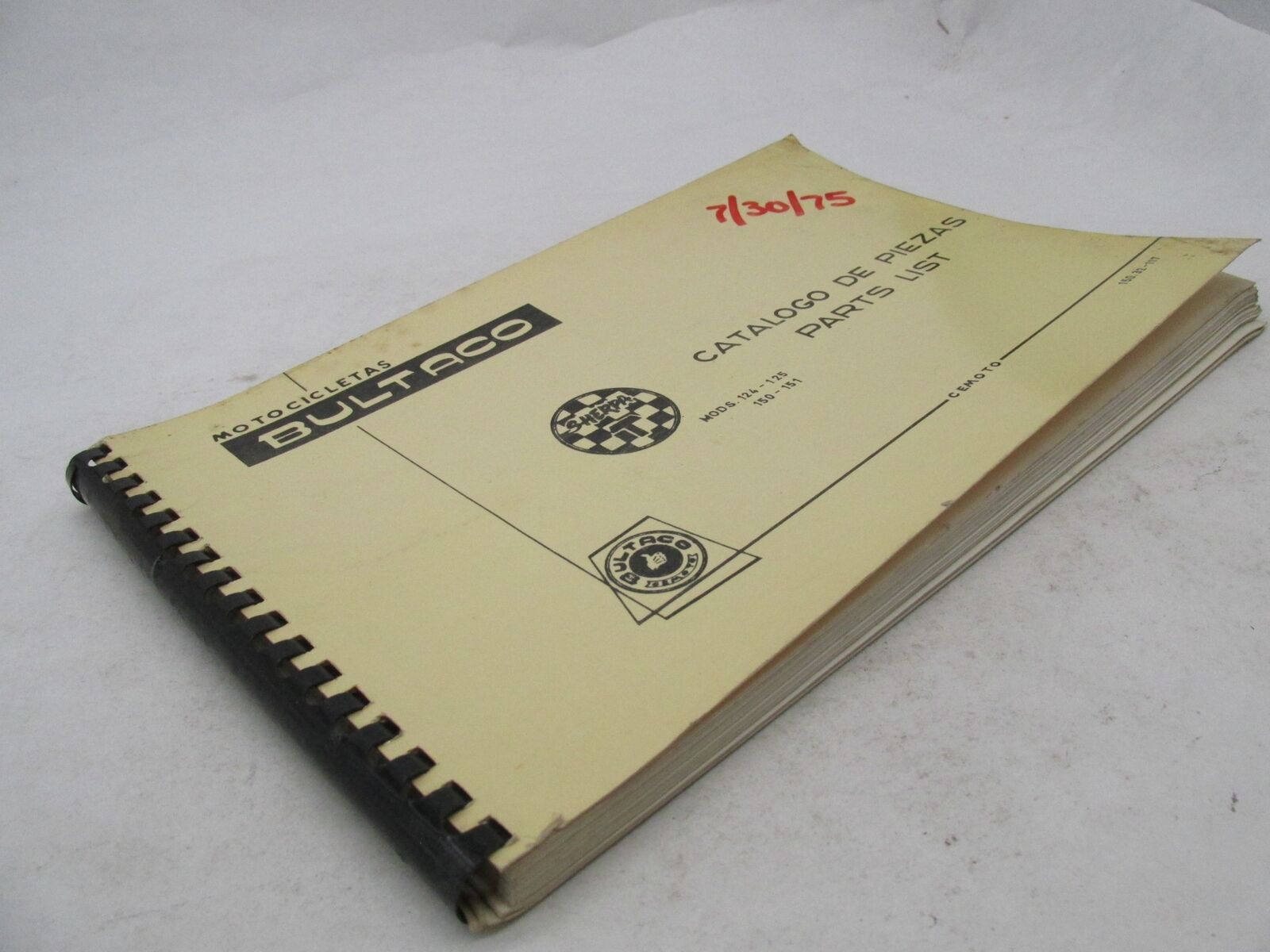 Bultaco Original 1975 Sherpa T Motorcycle Catalog Parts List 150.32-117