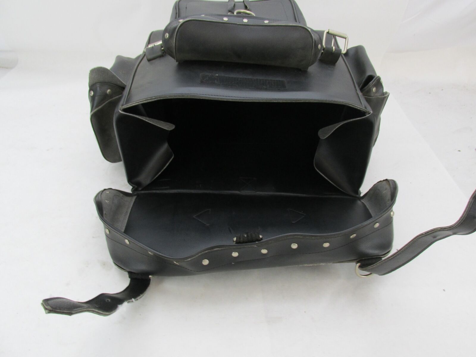 Harley Davidson Black Synthetic Leather Studded Sissy Bar Backrest Touring Bag