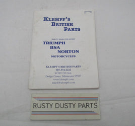 Vintage Klempf's British Parts Triumph BSA Norton Book Catalog