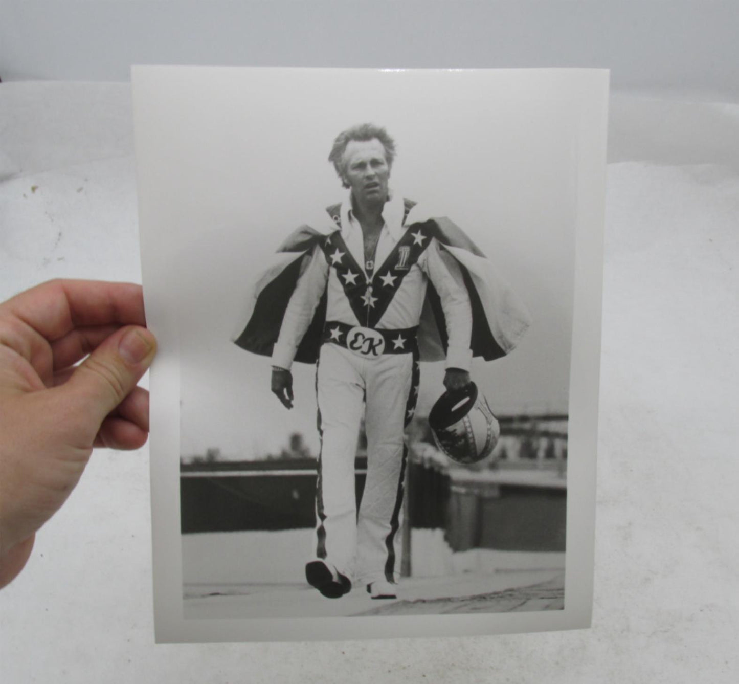 Evel Knievel Memorabilia Himself Photo Reprint 8X10" Black & White B&W Harley