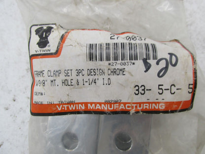 Harley Davidson V-Twin 3 Piece Chrome Frame Clamp Set 27-0037