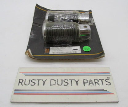 Harley Davidson Custom Chrome Rubber Die-Cast Footpegs with Chrome Ends 12-991