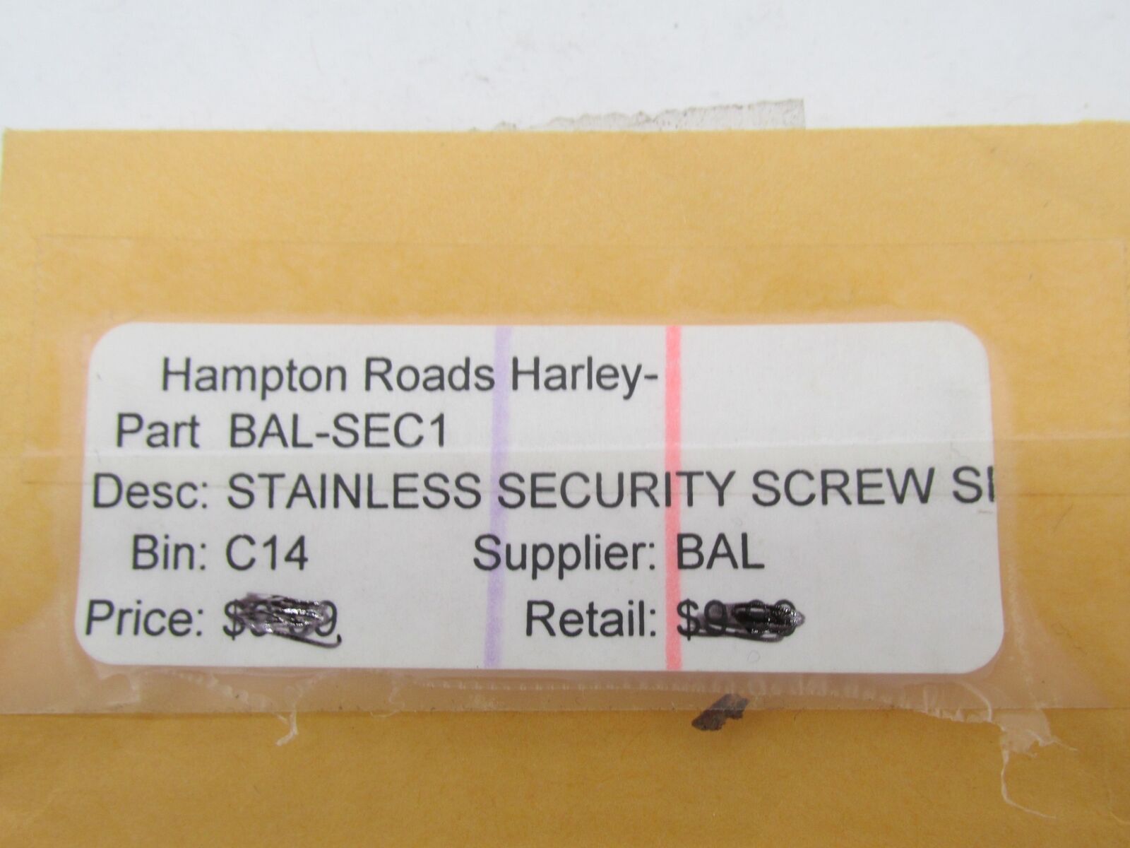Harley Davidson Bright Ass Lights Stainless Security Screw Set BAL-SEC1
