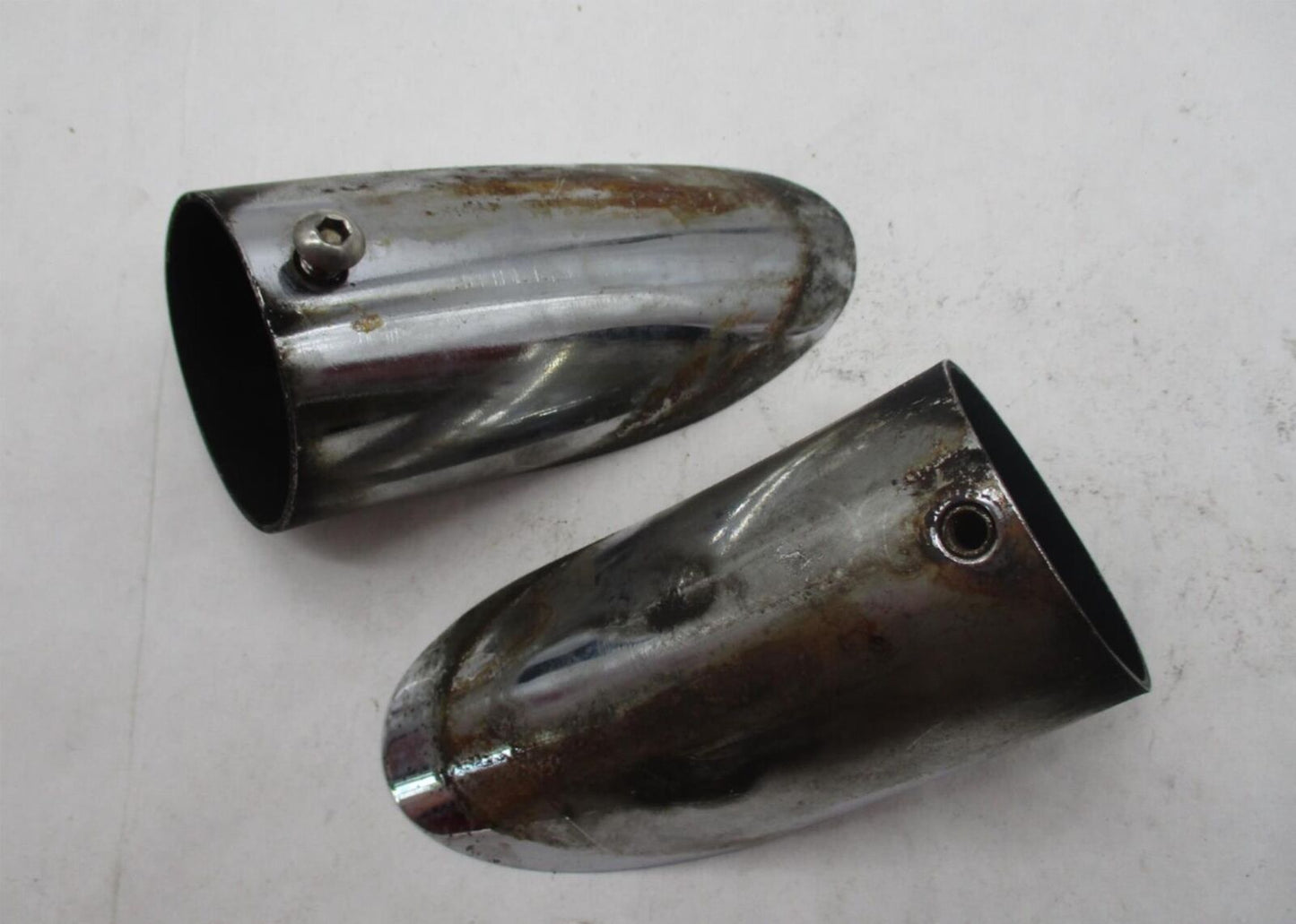 Pair of Harley Davidson Chopper Slash Cut Exhaust Tips 2-1/4" D X 4-5/8" Long