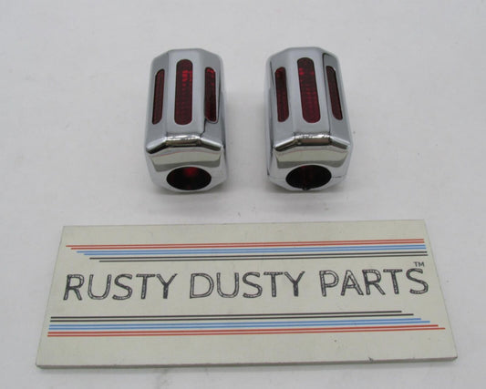 Pair Harley 1" Handlebar Mounted Red Turn Signal Marker Lights 2-7/8" x 1-3/4"