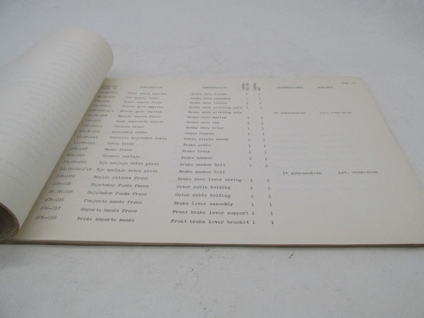Bultaco Original Factory Provisional Campera Motorcycle Parts List Catalog