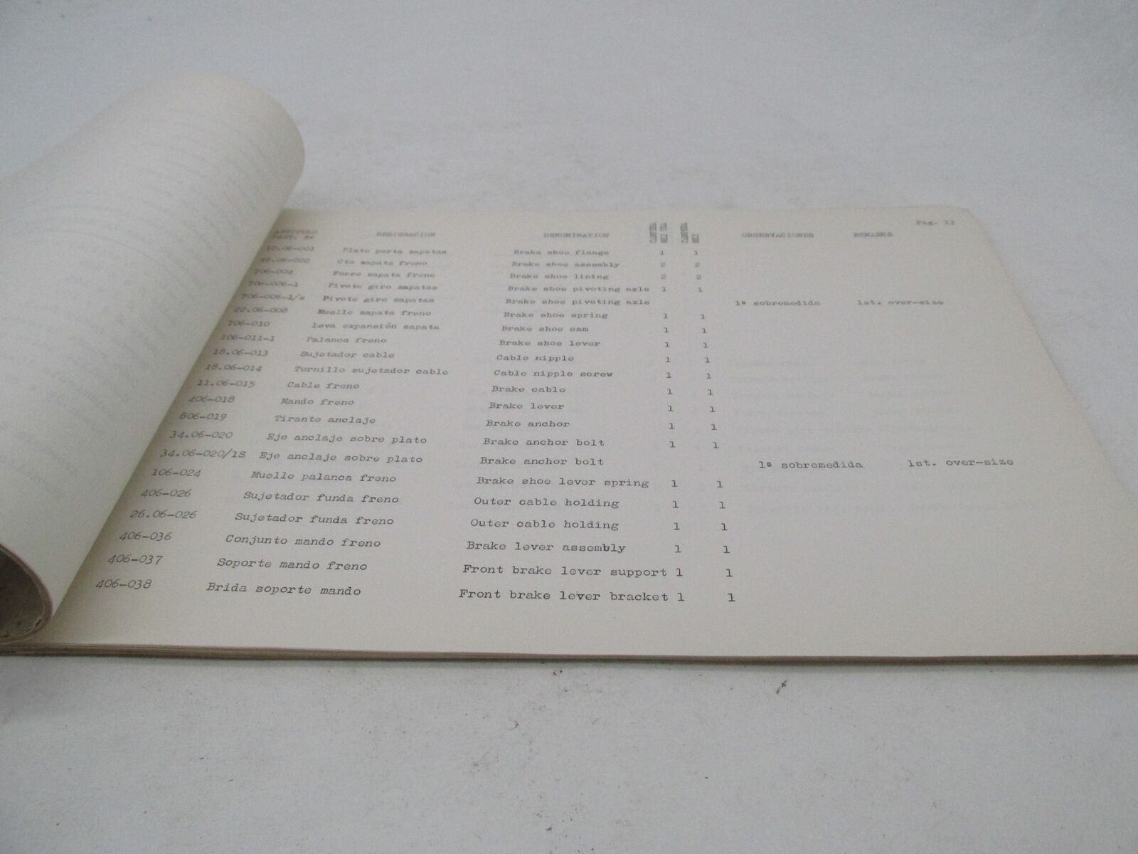 Bultaco Original Factory Provisional Campera Motorcycle Parts List Catalog