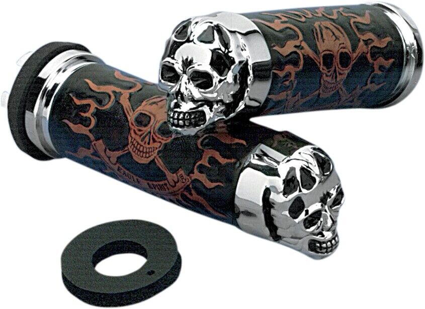 Drag Specialties Skull Grips Plain Eyes Throttle Sleeve Included