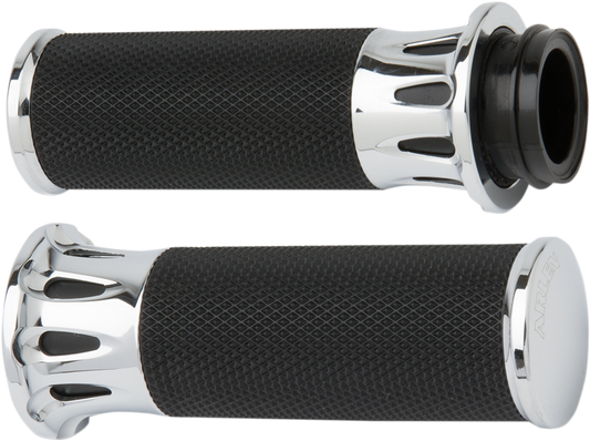 Arlen Ness Cable Style Fusion Series Grips Chrome Deep Cut 07-316