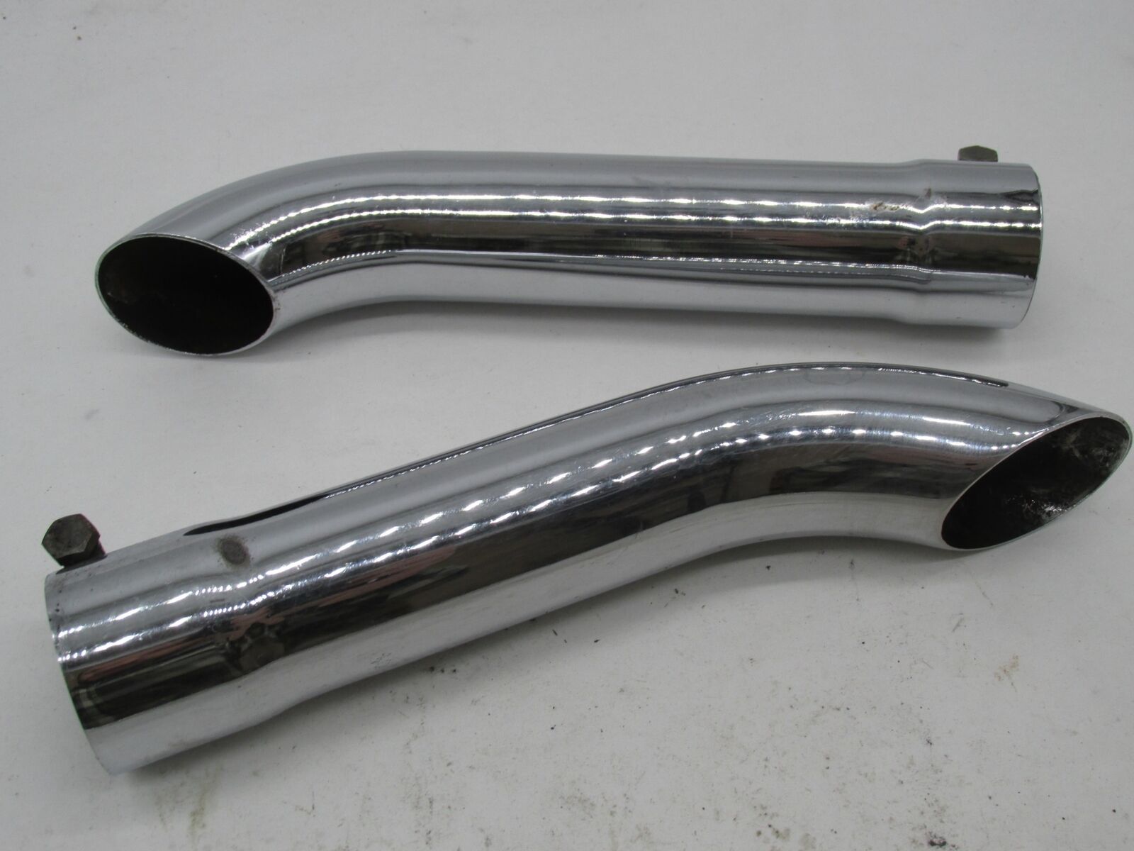 Pair of Vintage Triumph BSA Bates Genuine 10" Long Turn Out Exhaust Tips