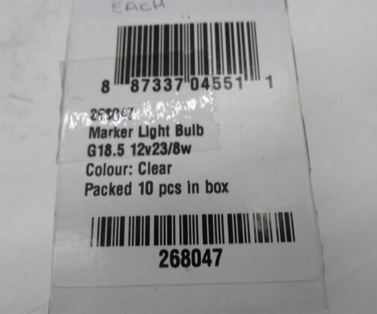 Lot of 6 Bike Master G18.5 12V23/8W Clear Marker Light Bulbs 268047