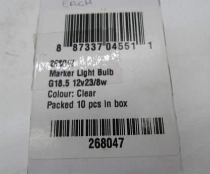 Lot of 6 Bike Master G18.5 12V23/8W Clear Marker Light Bulbs 268047