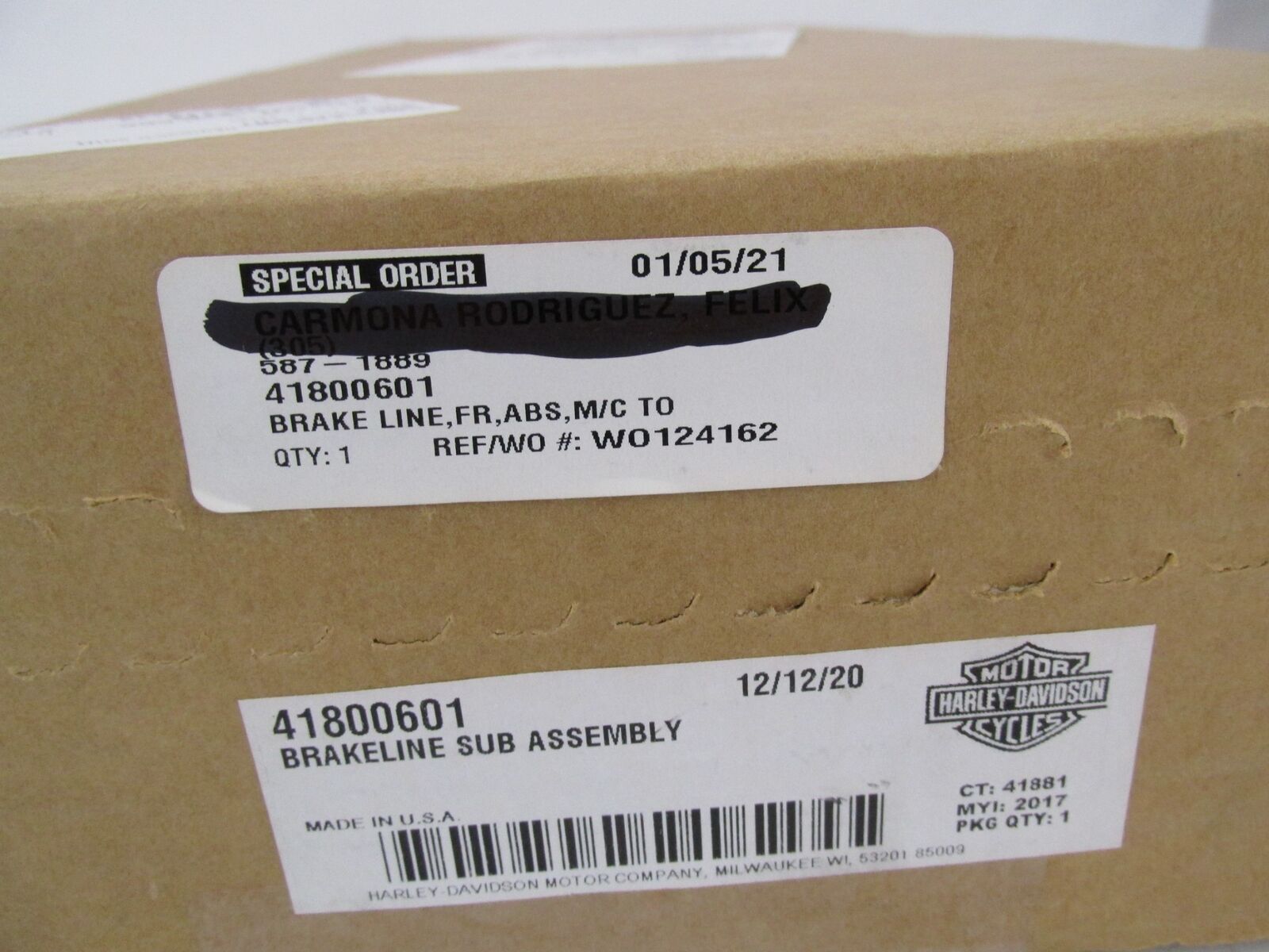 Harley-Davidson Genuine NOS Front Brake Line ABS Sub Assembly 41800601
