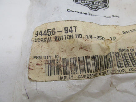 Lot of 10 Harley Davidson Genuine NOS Button Head 1/4 - 1/2 Screws 94456-94T