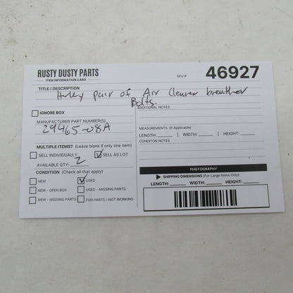 Lot of 2 Harley Davidson OEM Air Cleaner Breather Bolts 29465-08A