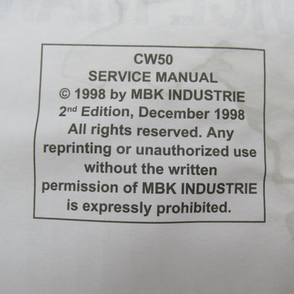 Yamaha OEM SERVICE MANUAL CW50L 1999 CW50 LIT-11616-12-31