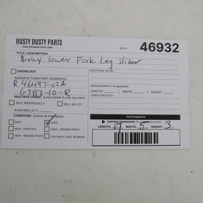 Harley Davidson Showa Right Lower Fork Slider 00-13 Touring 46497-02A