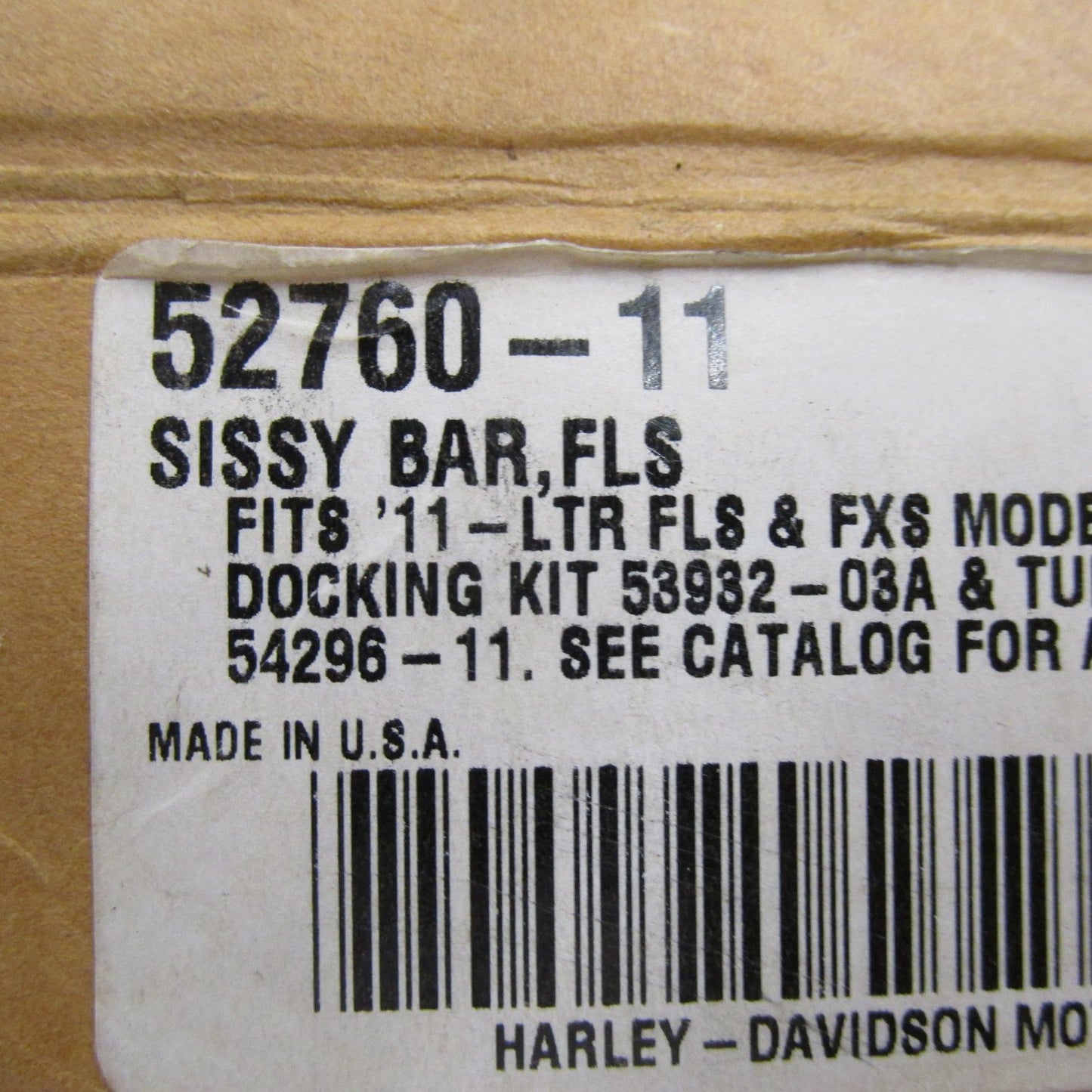 Harley Davidson NOS NIB Black Sissy Bar Passenger Backrest FLS 52760-1
