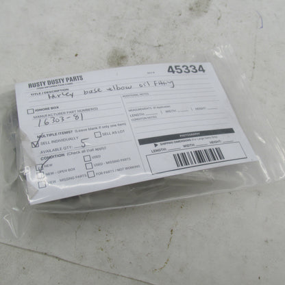 Harley Davidson Genuine NOS Base Elbow Oil Fitting Cylinder 16303-81