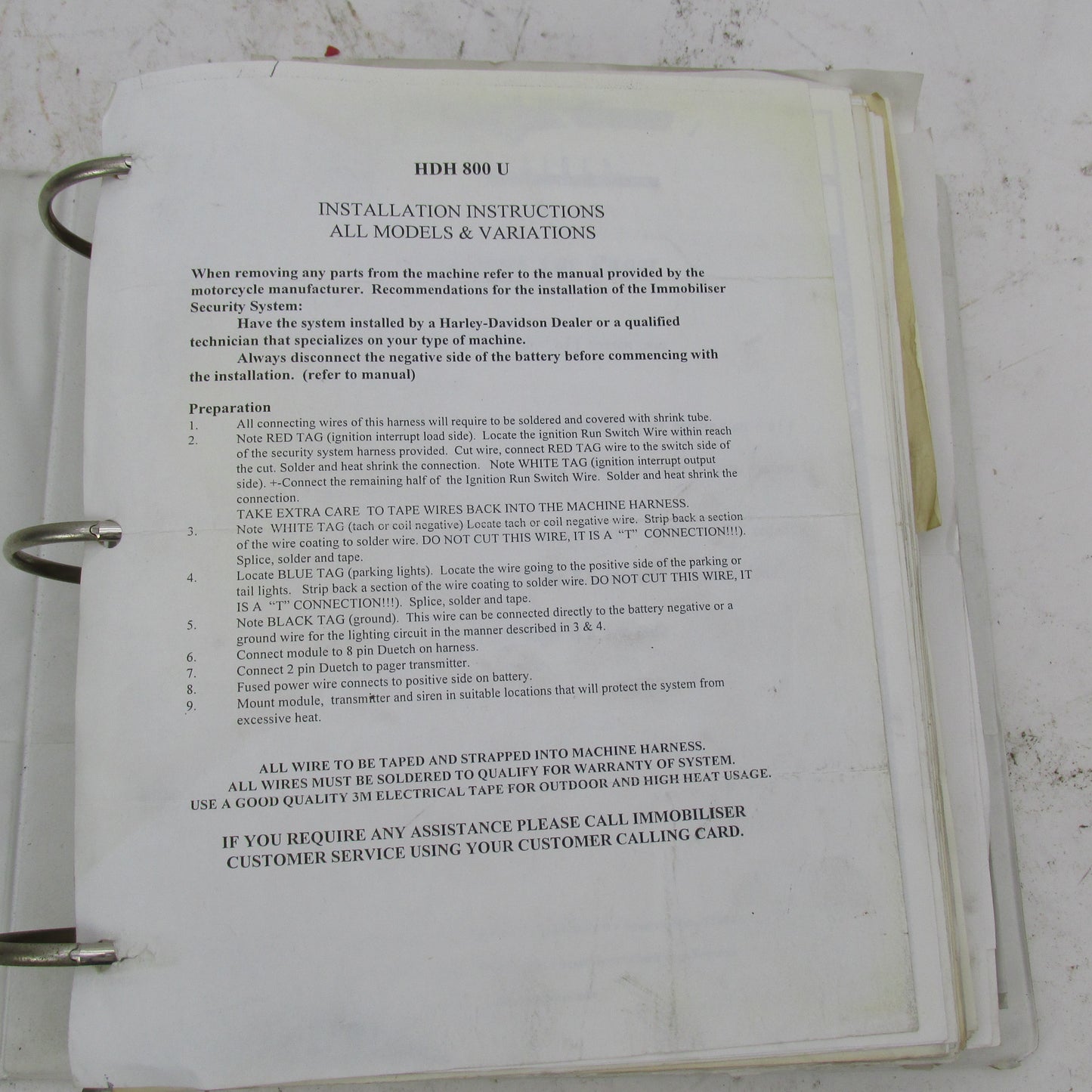 Harley Davidson Genuine 1980s-1990s Accessory Installation Instruction
