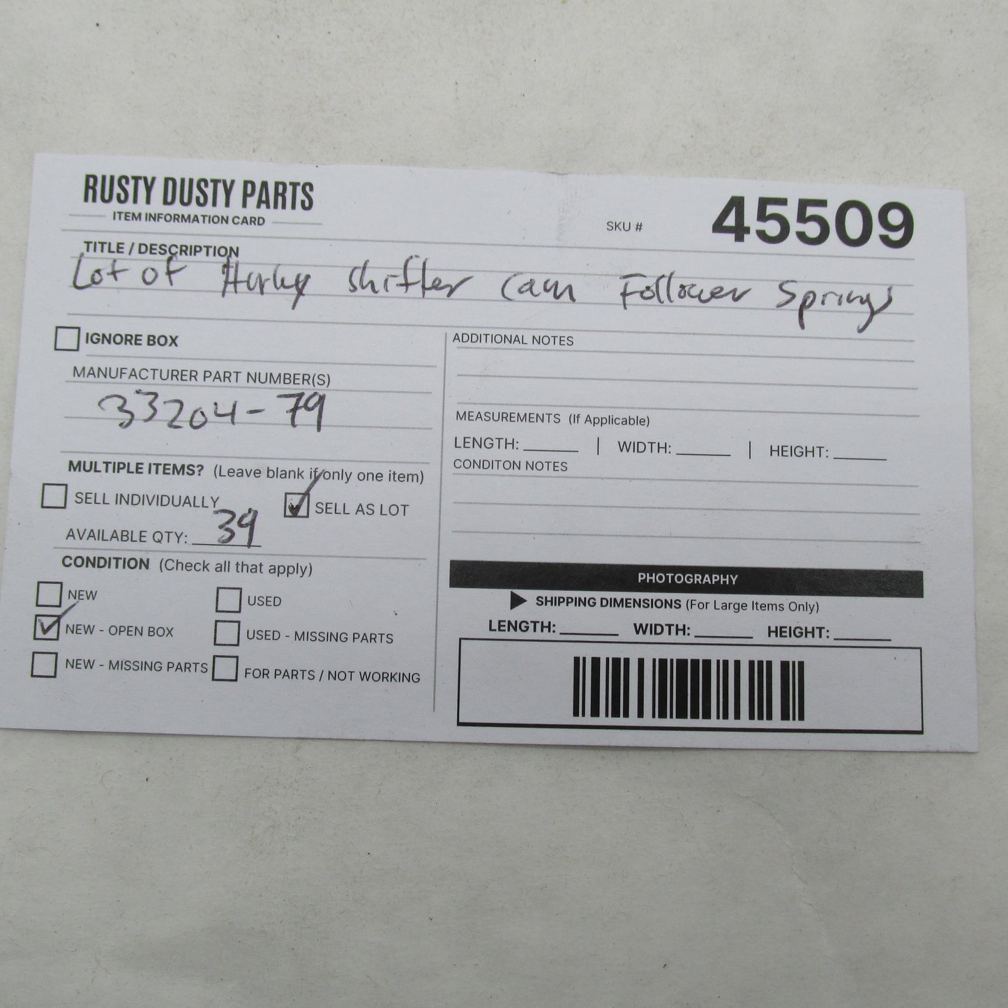 Lot of 39 Harley-Davidson OEM NOS Shifter Cam Follower Springs 33204-7