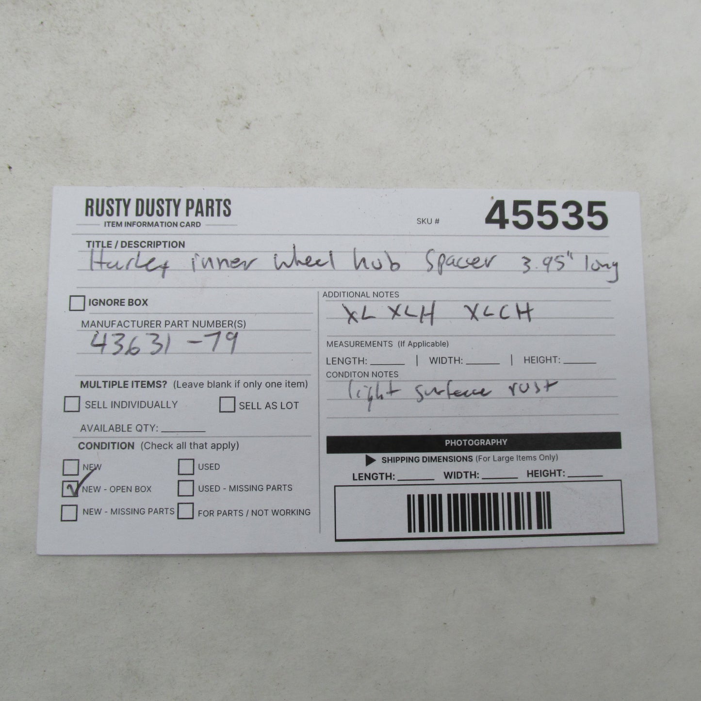 Harley-Davidson OEM NOS 79-81 Ironhead Sportster Inner Wheel Hub Space